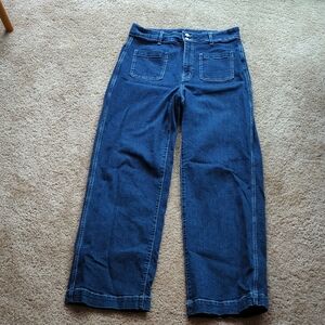Old Navy Sky-Hi Wide Leg Jeans in Dark Blue 12 Tall
